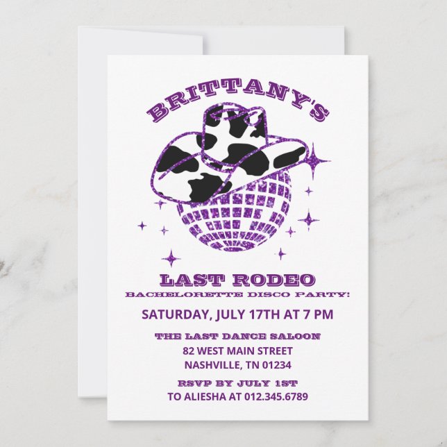 Invitación a la fiesta de Bachelorette Retro Disco (Anverso)