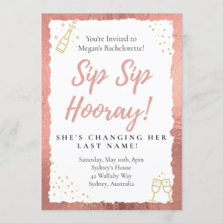 Invitación a la fiesta de Bachelorette Sip Hooray