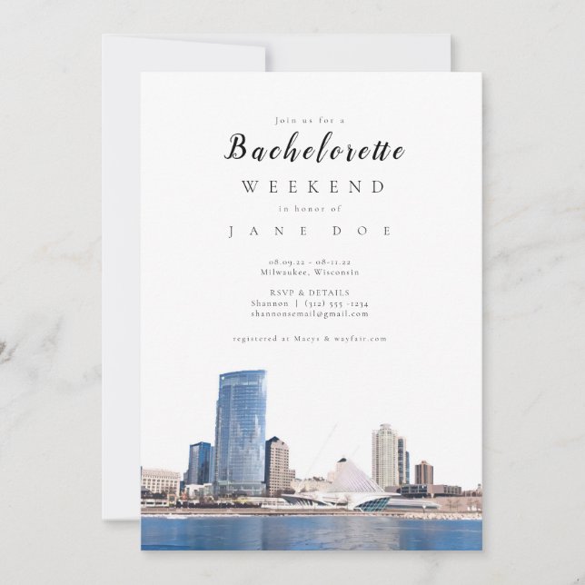Invitación a la fiesta de Bachelorette Skyline de  (Anverso)