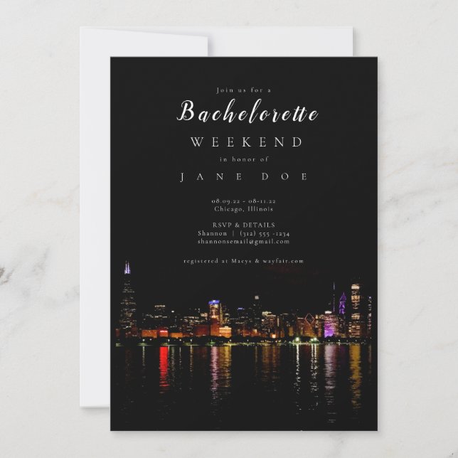 Invitación a la fiesta de Bachelorette Skyline de  (Anverso)