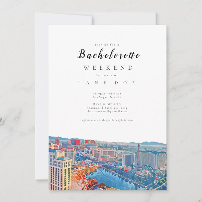 Invitación a la fiesta de Bachelorette Skyline de  (Anverso)