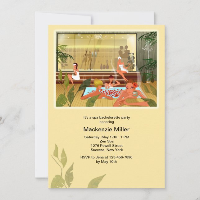 Invitación a la fiesta de Bachelorette Spa Day (Anverso)