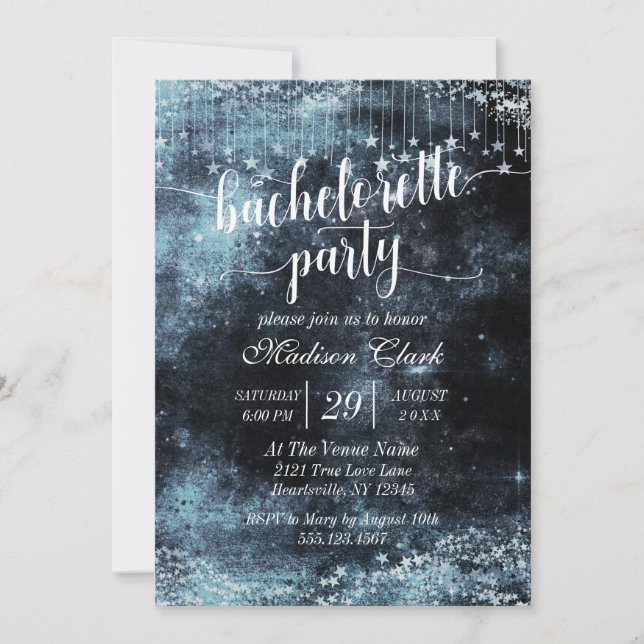 Invitación a la fiesta de Bachelorette Starry Wate (Anverso)