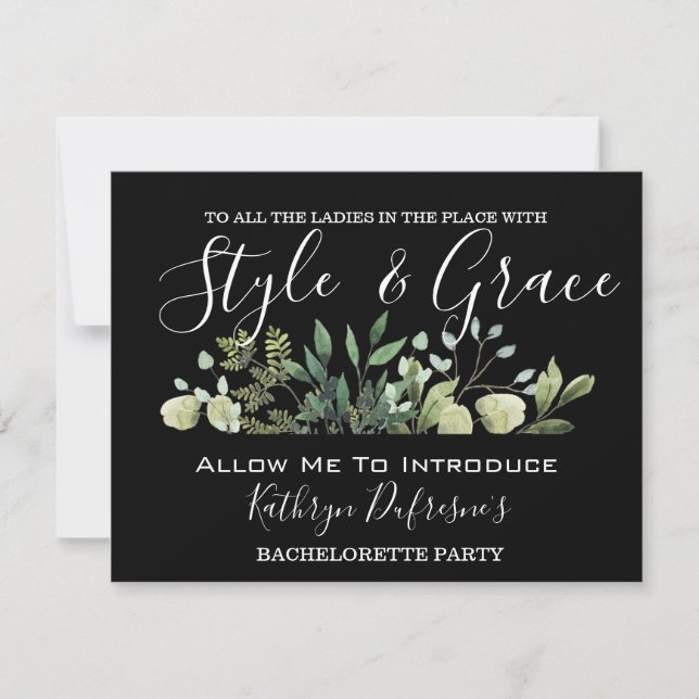Invitación a la fiesta de Bachelorette "Style & Gr (Anverso)