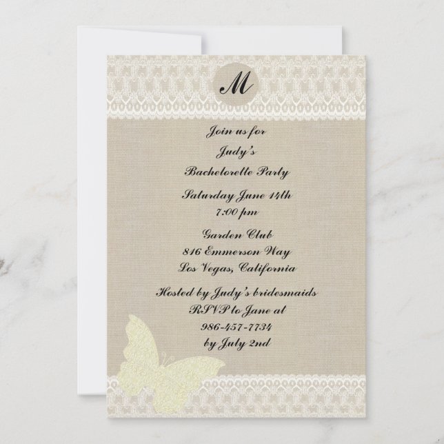 Invitación a la fiesta de bachillerato en monogram (Anverso)