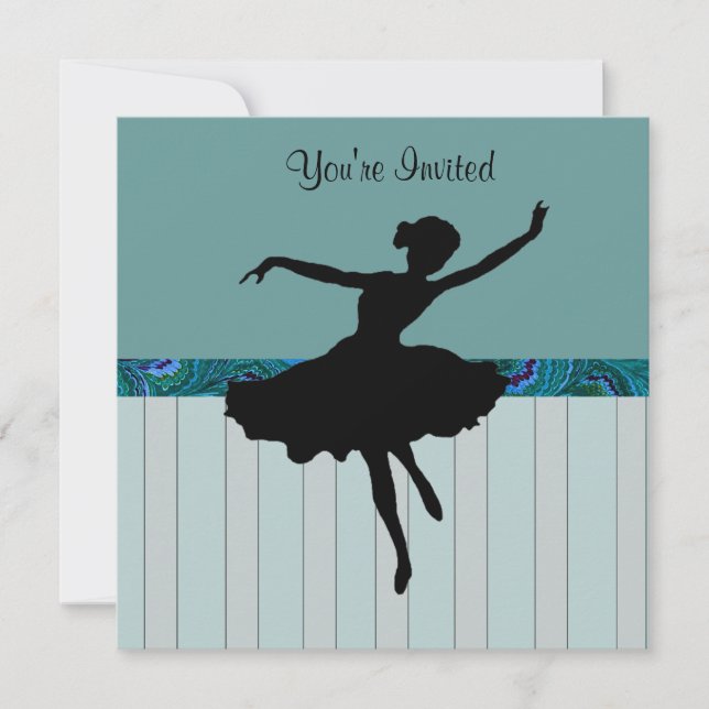 Invitación a la fiesta de Baile Azul Peacock (Anverso)