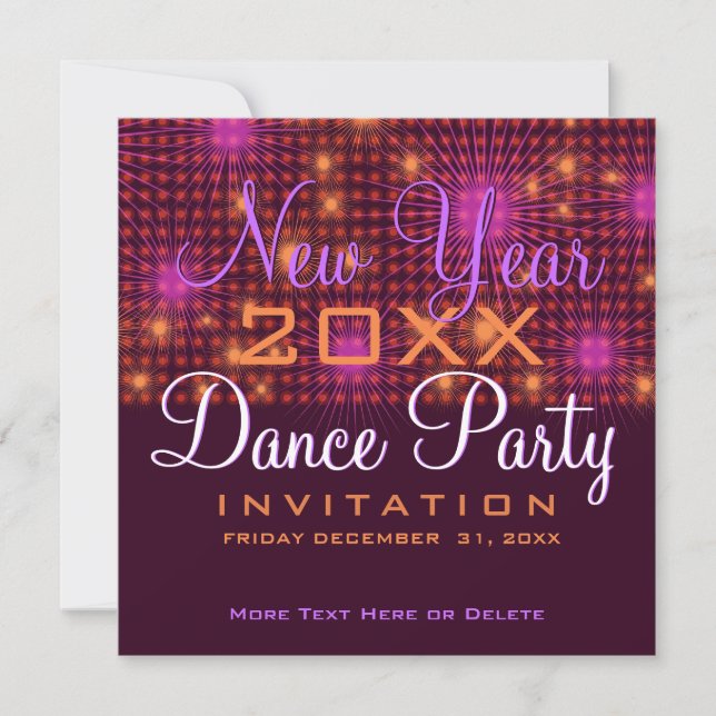 Invitación a la fiesta de baile de Año Nuevo con e (Anverso)
