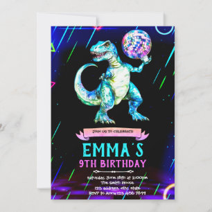 invitación a la fiesta de baile de dinosaurios dis