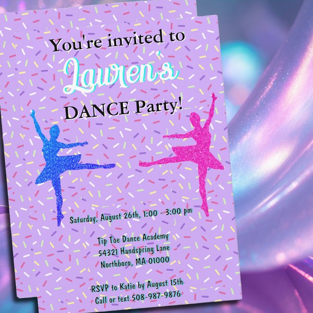 Invitación a la fiesta de baile de la Purpurina de (dance party)