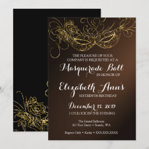 Invitación a la fiesta de baile de máscaras 5x7