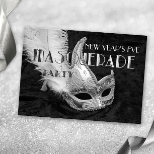 Invitación a la fiesta de baile de máscaras de pla