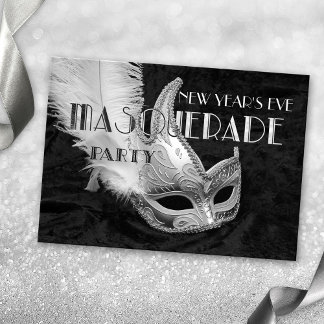 Invitación a la fiesta de baile de máscaras de pla