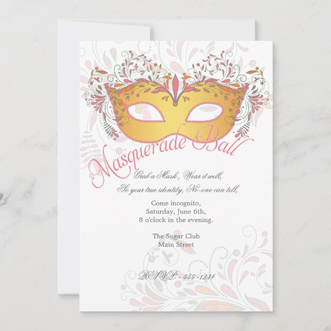 Invitación a la fiesta de baile de máscaras noctur (Anverso)