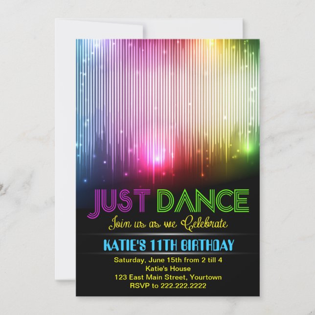 Invitación a la fiesta de baile Disco justo (Anverso)