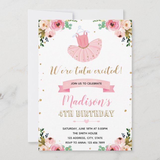 Invitación a la fiesta de Ballerina (Anverso)