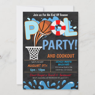 Invitación a la fiesta de baloncesto en la piscina