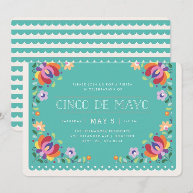 Invitación a la Fiesta de Banner Botánico - Turque (Anverso / Reverso)