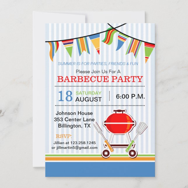 Invitación a la fiesta de barbacoa (Anverso)