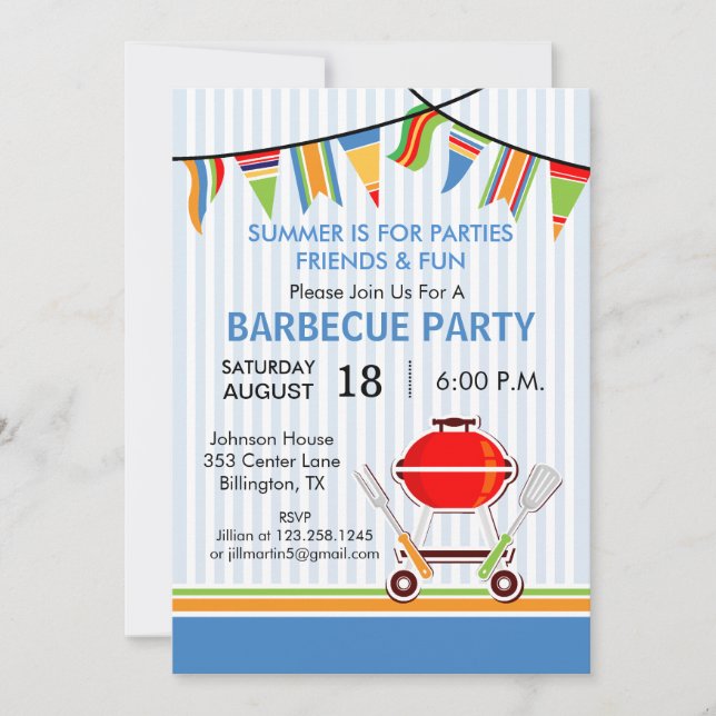 Invitación a la fiesta de barbacoa (Anverso)