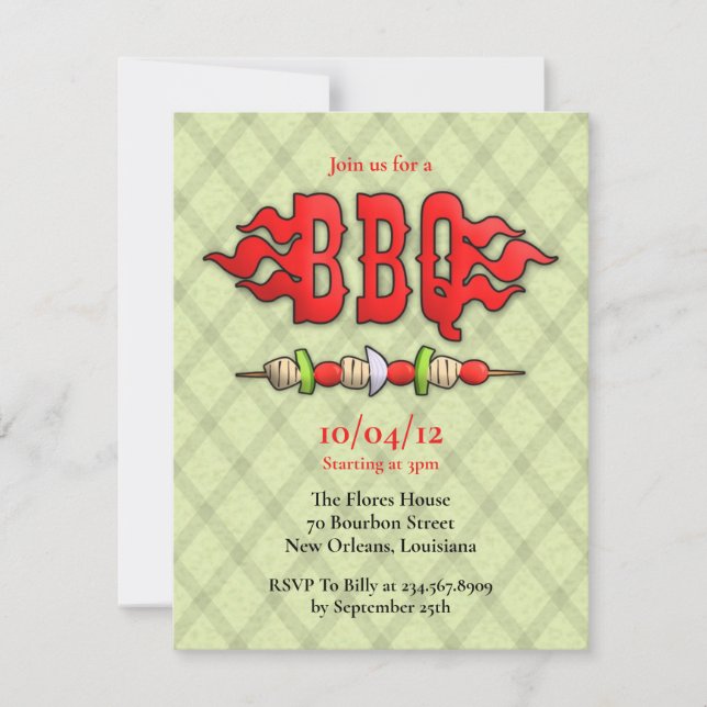 Invitación a la fiesta de barbacoa (Anverso)