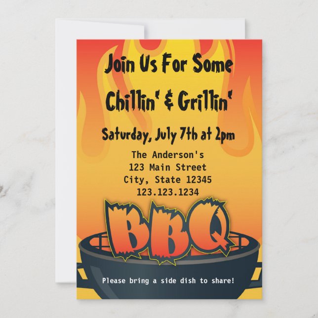 Invitación a la fiesta de barbacoa (Anverso)