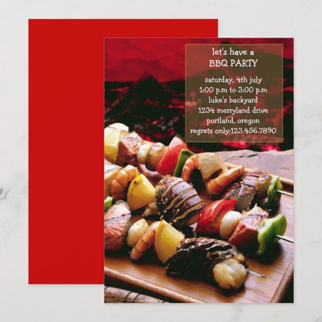 Invitación a la fiesta de barbacoa (Anverso / Reverso)