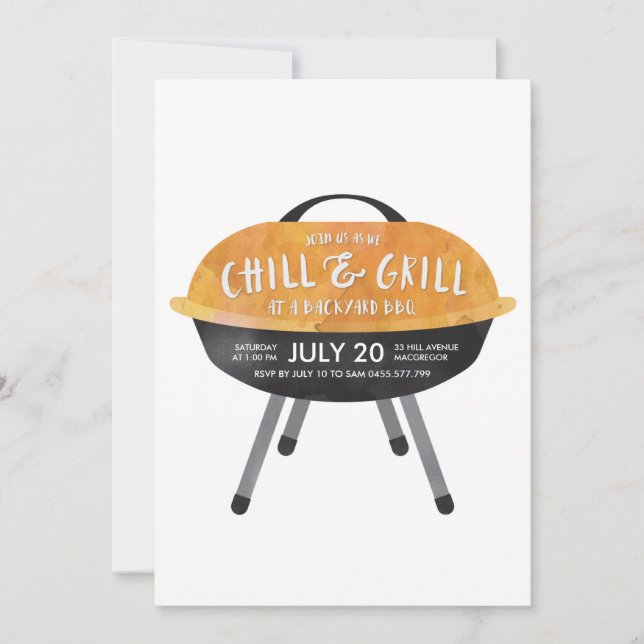 Invitación a la fiesta de barbacoa Chill and Grill (Anverso)