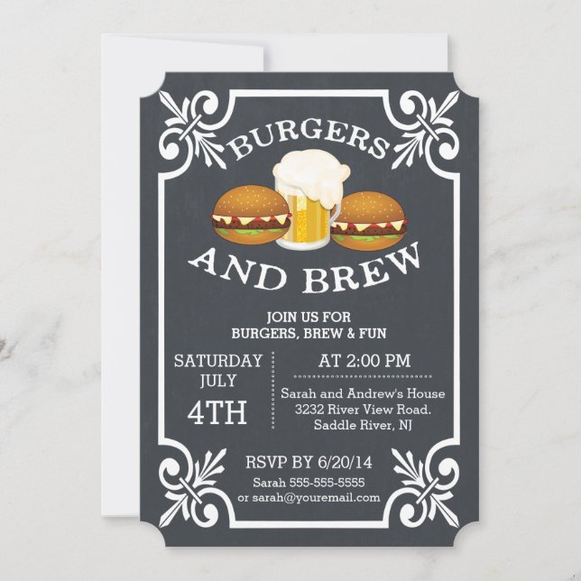 Invitación a la fiesta de barbacoa de Burgers & Br (Anverso)