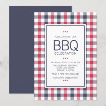 Invitación a la fiesta de barbacoa de color rojo,