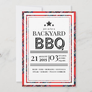 Invitación a la fiesta de barbacoa de gingham rojo