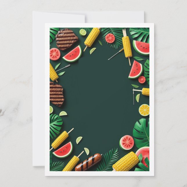 Invitación a la Fiesta de Barbacoa de Verano Tropi (Reverso)