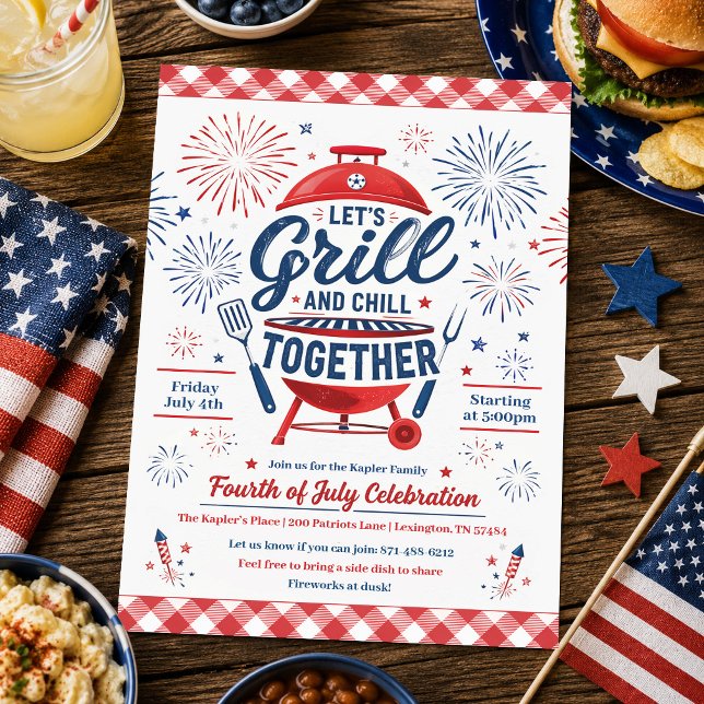 Invitación a la fiesta de barbacoa del 4 de julio (Subido por el creador)