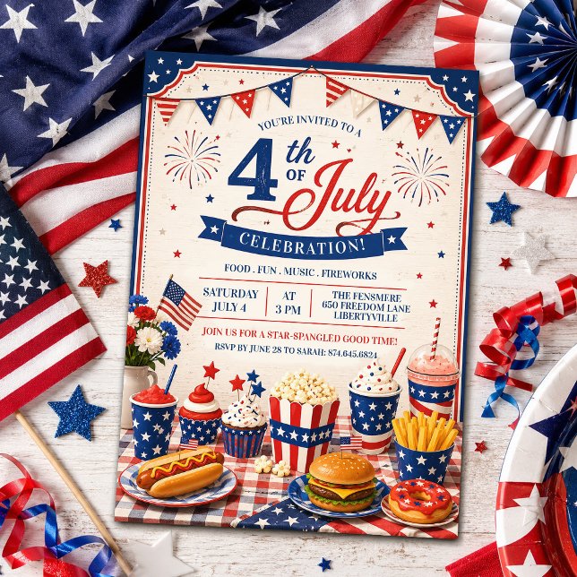 Invitación a la fiesta de barbacoa del 4 de julio (Subido por el creador)