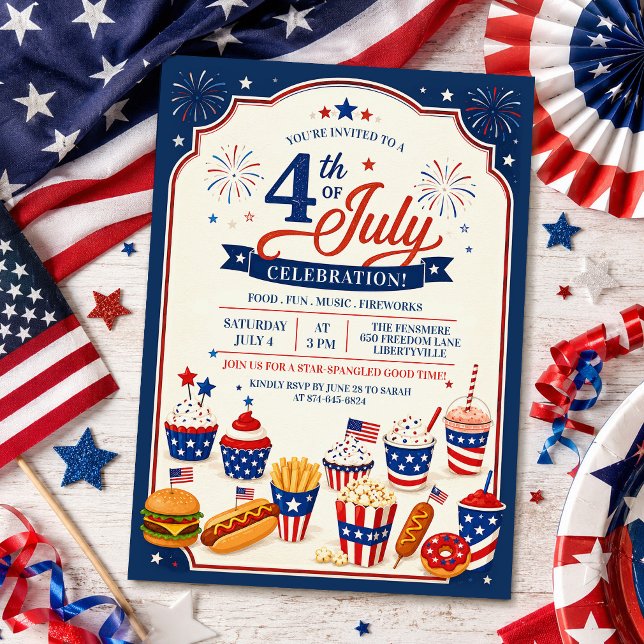 Invitación a la fiesta de barbacoa del 4 de julio (Subido por el creador)