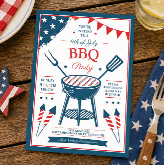 Invitación a la Fiesta de Barbacoa del 4 de Julio