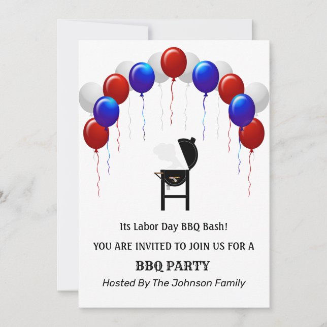 Invitación a la fiesta de barbacoa del Día del Tra (Anverso)