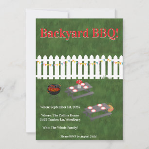 Invitación a la fiesta de barbacoa en el patio tra