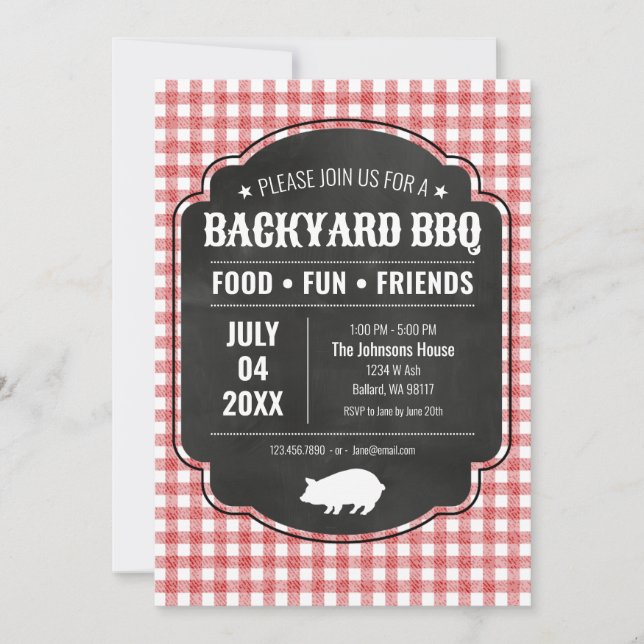 Invitación a la fiesta de barbacoa en el patio tra (Anverso)