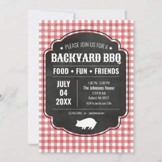 Invitación a la fiesta de barbacoa en el patio tra