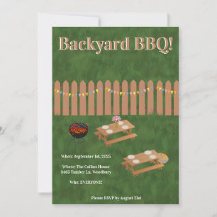 Invitación a la fiesta de barbacoa en el patio tra