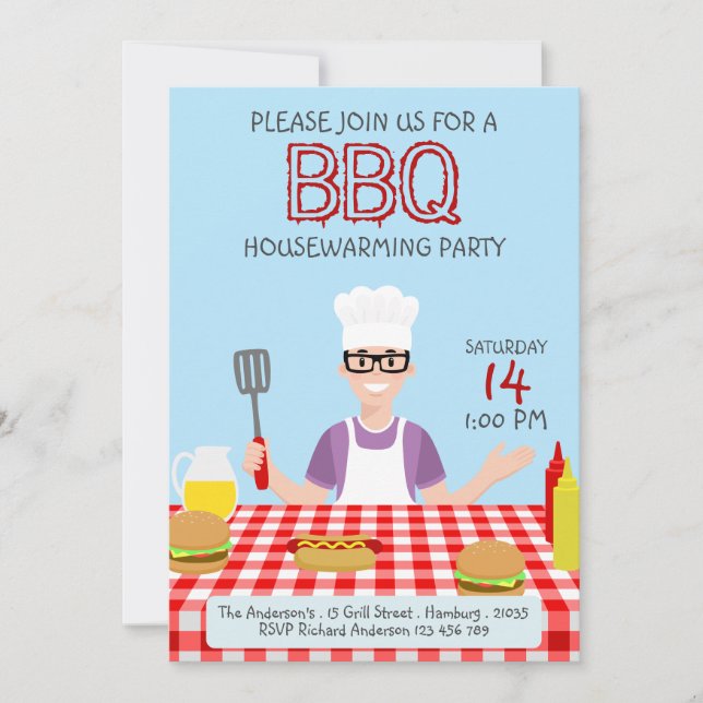 Invitación a la fiesta de barbacoa para el calenta (Anverso)