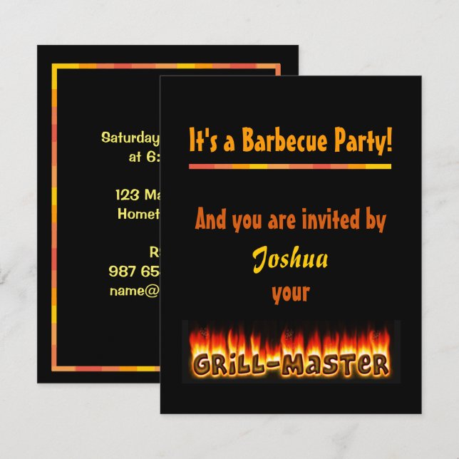 Invitación a la fiesta de barbacoa por Grillmaster (Anverso / Reverso)