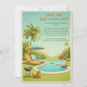 Invitación a la fiesta de barbacoa y piscina del D