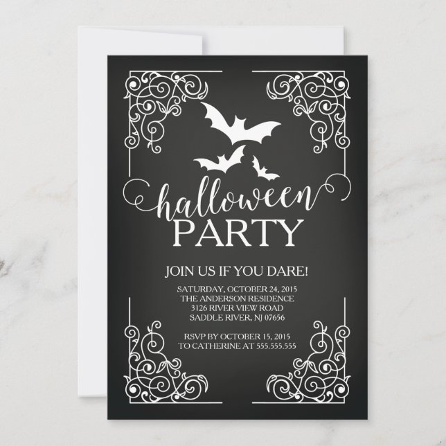 Invitación a la fiesta de Bats Vintage (Anverso)