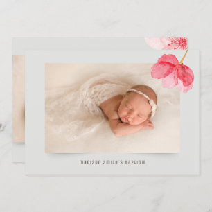 Invitación a la fiesta de bautismo de foto floral 