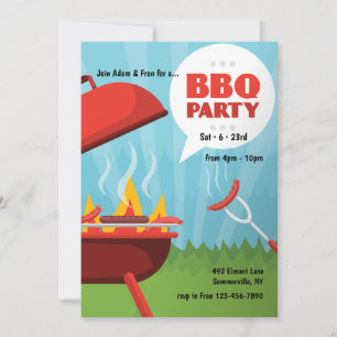 Invitación a la fiesta de BBQ al rojo vivo