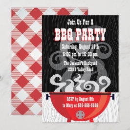 Invitación a la fiesta de BBQ con humo