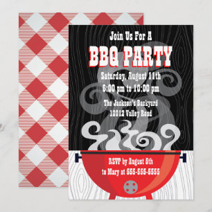 Invitación a la fiesta de BBQ con humo