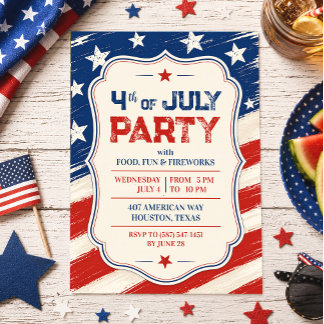 Invitación a la fiesta de BBQ del 4 de julio