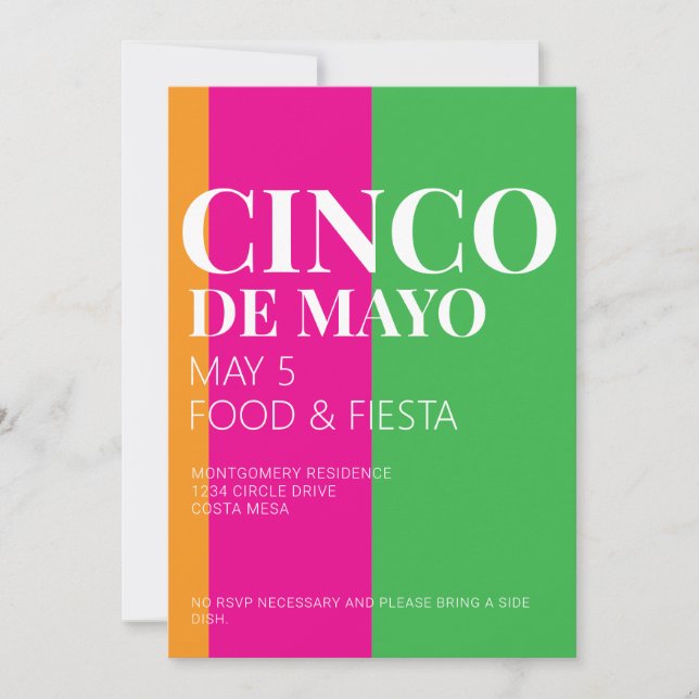 Invitación a la fiesta de BBQ del Cinco De Mayo (Anverso)
